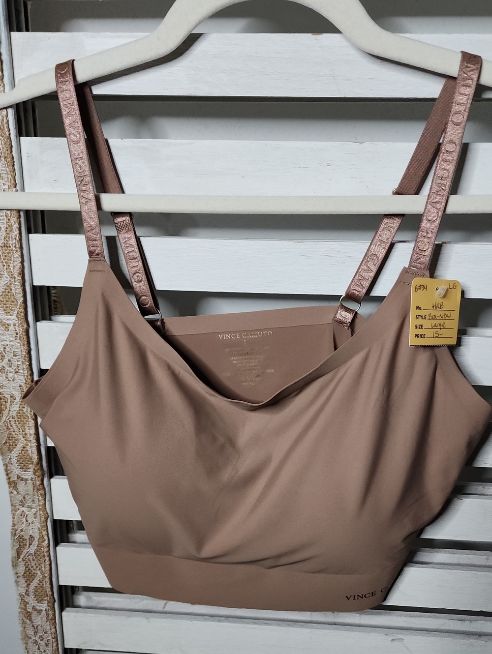 Vince Camuto Smooth Stretch Bralette in Taupe with Branded Straps